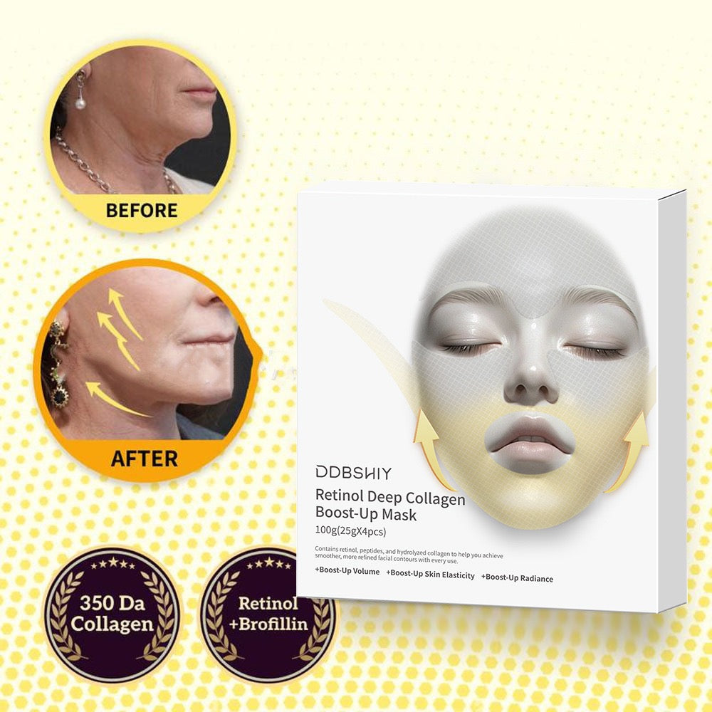 DDBSHIY Retinol Deep Collagen Boost-Up Mask | Anti-Aging, Hydrating & Skin Firming Sheet Mask (Pack of 4)